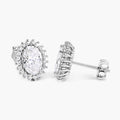 2.45 Ct Oval Lab Grown Diamond Prong Platinum Bridal Floral Stud Earrings by Fine Color Jewels