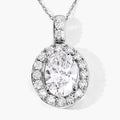 2.62 Ct Oval Lab Grown Diamond Prong Platinum Halo Bridal Pendant by Fine Color Jewels