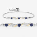1.09 Ct Heart Blue Sapphire Prong Silver Bolo Adjustable Bracelet by Fine Color Jewels