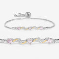 0.79 Ct Heart Pink Morganite Prong Silver Bolo Adjustable Bracelet by Fine Color Jewels