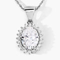 1.23 Ct Oval Lab Grown Diamond Prong Platinum Bridal Floral Halo Pendant by Fine Color Jewels