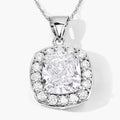3.50 Ct Cushion Cut Lab Diamond Prong Platinum Halo Bridal Pendant by Fine Color Jewels