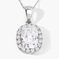 4.58 Ct Cushion Lab Grown Diamond Prong Platinum Bridal Halo Pendant by Fine Color Jewels