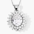 3.79 Ct Oval Lab Grown Diamond Prong Platinum Oval Floral Halo Bridal Pendant by Fine Color Jewels