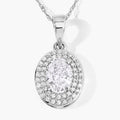 0.92 Ct Oval Lab Grown Diamond Prong Platinum Double Halo Bridal Pendant by Fine Color Jewels