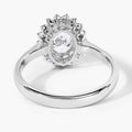1.28 Ct Oval Lab Diamond Prong Platinum Halo Bridal Floral Ring by Fine Color Jewels