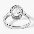 1.98 Ct Oval Lab Diamond Platinum Prong Halo Bridal Cathedral Ring with Pave Band by Fine Color Jewels
