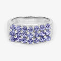 1.47 Ct Round Violet Tanzanite Prong Sterling Silver Cluster Ring by Fine Color Jewels