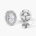 1.32 Ct. Oval Lab Grown Diamond Prong Platinum Double Bridal Halo Stud Earrings by Fine Color Jewels