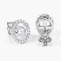 1.76 Ct Oval Lab Grown Diamond Prong Platinum Bridal Halo Stud Earrings by Fine Color Jewels