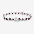 11 Ct Heart Red Garnet and Diamond Prong Silver Tennis Bracelet by Fine Color Jewels
