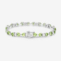 9.68 Ct Heart Green Peridot & Diamond Prong Silver Tennis Bracelet by Fine Color Jewels