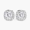 Cushion Lab Grown Diamond Prong Platinum Bridal Halo Stud Earrings by Fine Color Jewels