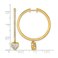 14k Yellow Gold Heart Bezel Dangle Lab Diamond Hoop Earrings by Fine Color Jewels