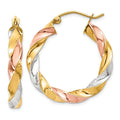 10k Gold Light Twisted Hoops Earrings by Fine Color Jewels