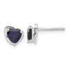 10k White Gold Created Sapphire Heart Post Earrings