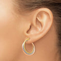 14K Gold Tri-color Textured Twisted Hoop Earrings by Fine Color Jewels