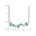 0.95 Ct Marquise Green Emerald and Diamond Prong 14k White Gold Floral Bar Necklace by Fine Color Jewels