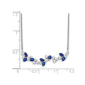 0.95 Ct Marquise Blue Sapphire and Diamond Prong 14k White Gold Floral Bar Necklace by Fine Color Jewels
