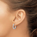 In and Out CZ Hoop Earrings Silver by Fine Color Jewels