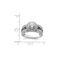 3.29 Ct Princess Blue Lab Created Sapphire & CZ Prong Sterling Silver Rhodium Plated Halo Ring by Fine Color Jewels