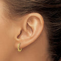 14K Gold Braided Hinged Hoop Earrings by Fine Color Jewels