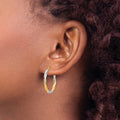14K Gold and Rhodium Twisted Hoop Earrings by Fine Color Jewels