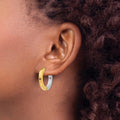 14k Gold Two-tone Hollow Hinged Hoop Earrings by Fine Color Jewels