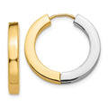 14k Gold Two-tone Hollow Hinged Hoop Earrings by Fine Color Jewels