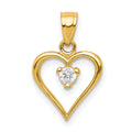 10k Yellow Gold Cubic Zirconia Heart Charm by Fine Color Jewels