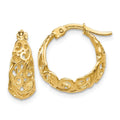 10K Gold Textured Hinged Hoop Earrings by Fine Color Jewels