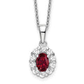 1.65 Ct Oval Red Lab Created Ruby and Diamond Prong 14k White Gold Halo Pendant Necklace by Fine Color Jewels