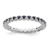 0.47 Ct Round Created Blue Sapphire Prong Silver Stackable Eternity Ring
