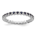 0.47 Ct Round Created Blue Sapphire Prong Silver Stackable Eternity Ring by Fine Color Jewels