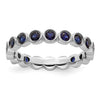 1.29 Ct Round Blue Created Sapphire Bezel Silver Eternity Stackable Ring