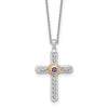 Sterling Silver Natural Amethyst Cross Extension Necklace