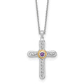 Sterling Silver Natural Amethyst Cross Extension Necklace by Fine Color Jewels