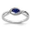 0.29 Ct. Blue Marquise Sapphire & Diamond Prong Pavé 14K White Gold East-West Bypass Ring