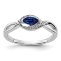0.29 Ct. Blue Marquise Sapphire & Diamond Prong Pavé 14K White Gold East-West Bypass Ring by Fine Color Jewels