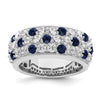 1.44 Ct Round Blue Sapphire & Lab Diamond Pavé 14K White Gold Cocktail Ring