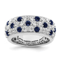 1.44 Ct Round Blue Sapphire & Lab Diamond Pavé 14K White Gold Cocktail Ring by Fine Color Jewels