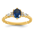 1.12 Ct Oval Blue Created Sapphire & Lab Diamond 6 Prong 14K Gold Twisted Cluster Ring by Fine Color Jewels