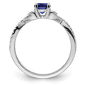 Round Blue Created Sapphire and Lab Diamond Prong 10K White Gold Infinity Twist Promise Pave Ring by Fine Color Jewels