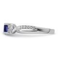 Round Blue Created Sapphire and Lab Diamond Prong 10K White Gold Infinity Twist Promise Pave Ring by Fine Color Jewels