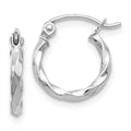 14k White Gold Twisted Hoop Earring by Fine Color Jewels