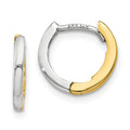 14k Gold Two-tone Round Hinged Hoop Earrings by Fine Color Jewels