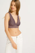 Scalloped Lace V Neck Padded Bralette by Boutique 23