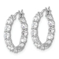 In and Out CZ Hoop Earrings Silver by Fine Color Jewels