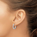 In and Out CZ Hoop Earrings Silver by Fine Color Jewels