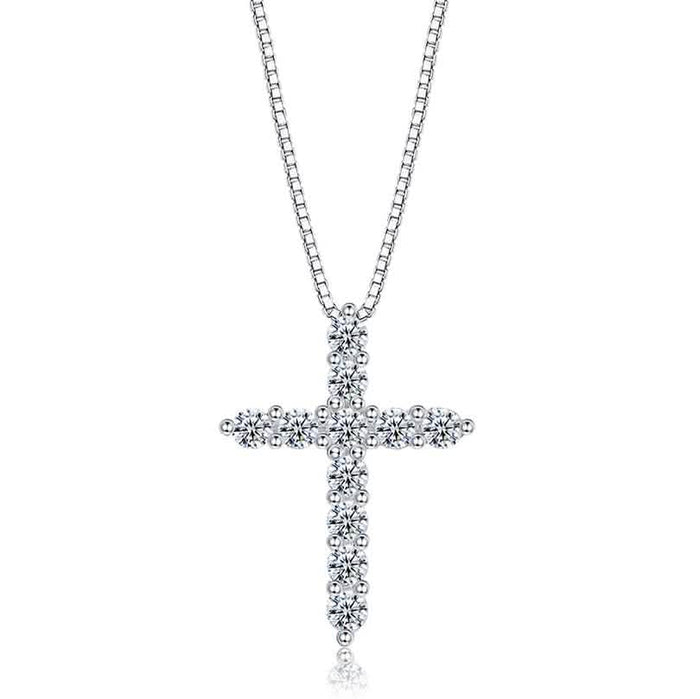 INALIS - 925 Sterling Silver Classic Cross Cubic Zirconia Necklace by DailySale